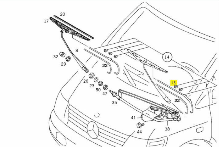 клипса крепления шланга омывателя — Mercedes-Benz Vito (1G), 2,2 л ...