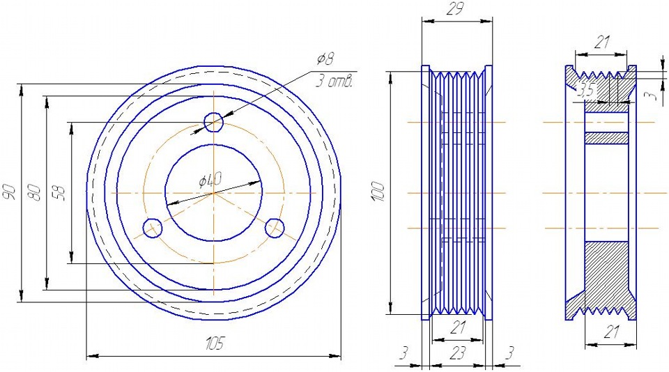 Шкив генератора ваз чертеж