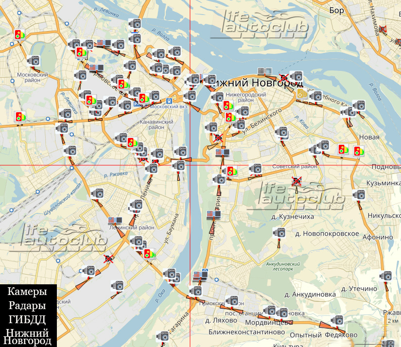 Карта установки камер видеофиксации на дорогах