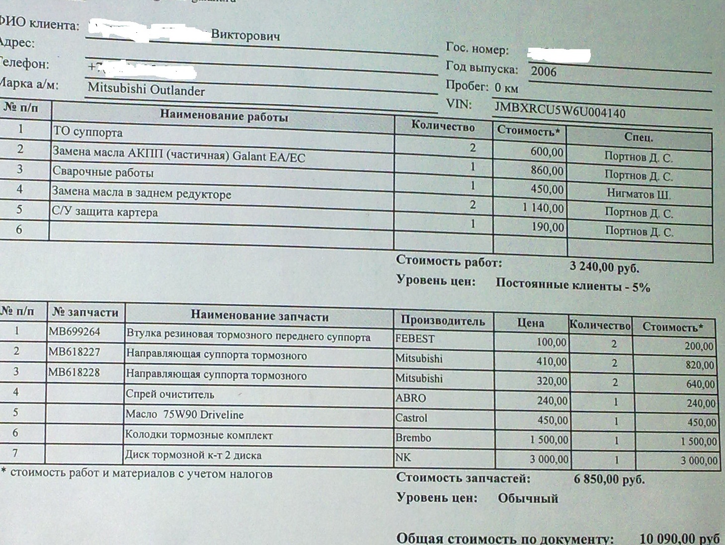 ну и наконец — Mitsubishi Outlander, 2,4 л., 2006 года | визит на ...