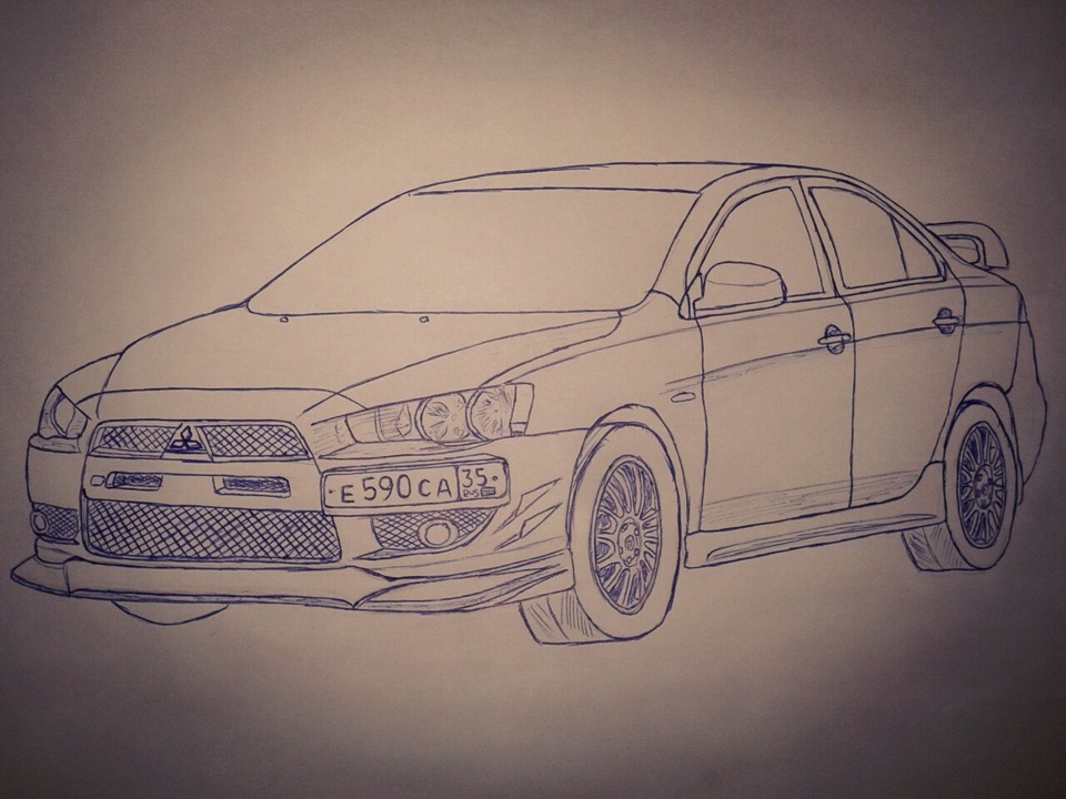 Mitsubishi lancer нарисовать