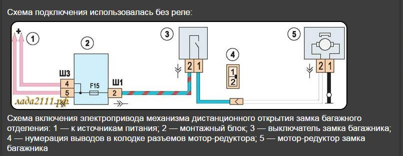 Схема замок багажника 2111