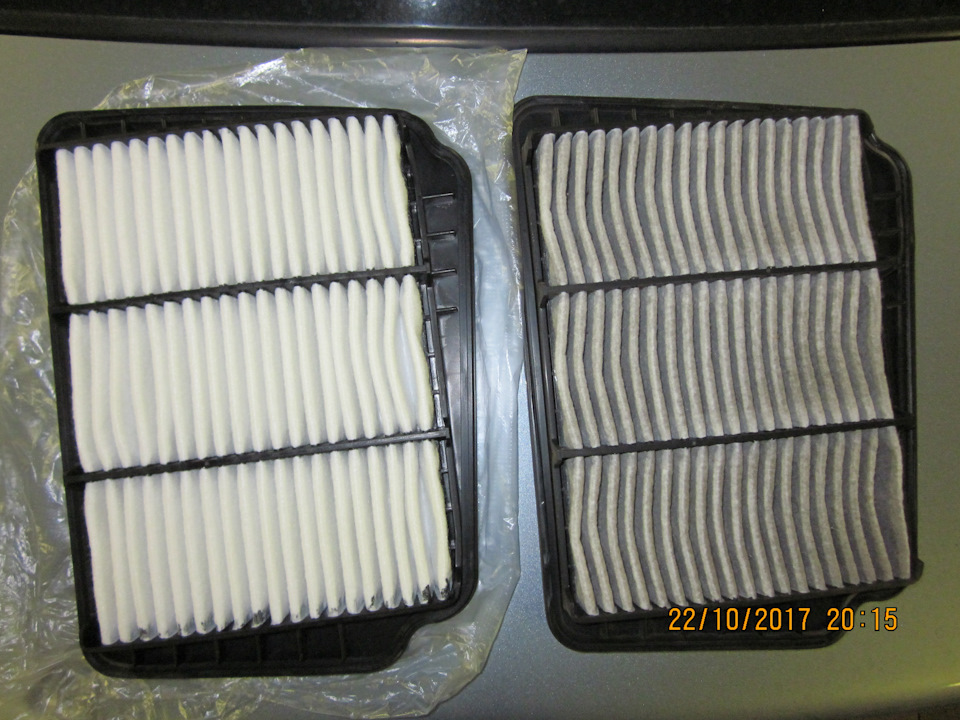 Соотношение цена/качество вполне приемлемое. Справа фильтр, отходивший 15т.км. Степень загрязнения небольшая, но я добровольно меняю их каждые 15т.км. — Daewoo Gentra