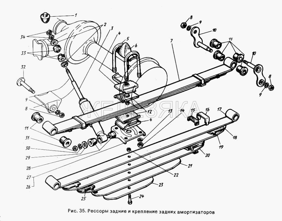 Задняя рессора валдай схема