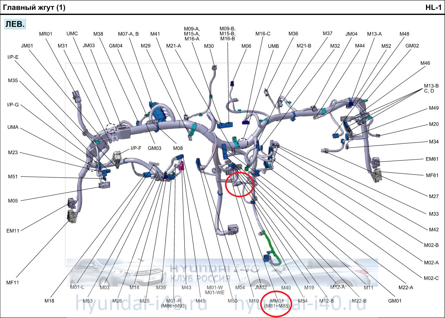 Схема электропроводки hyundai i40