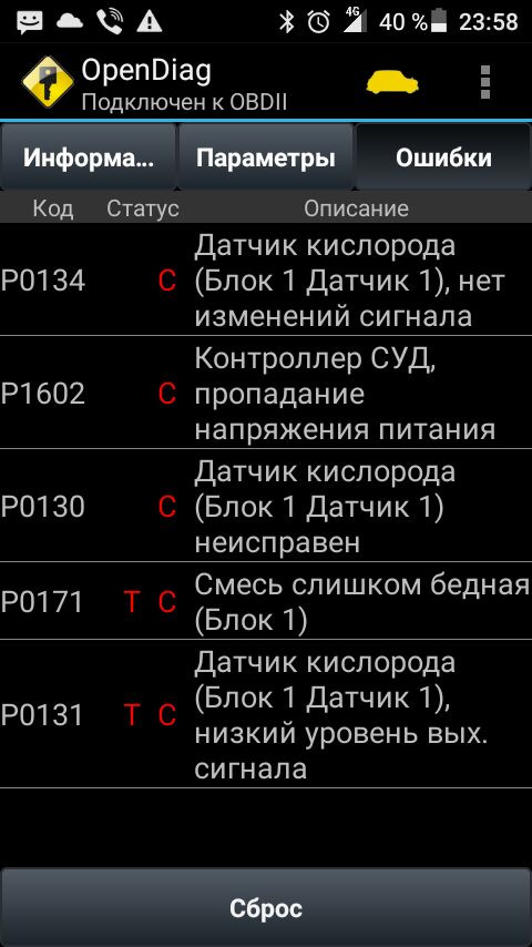 Параметр адаптации демпфера в диапазоне 1 на ниве