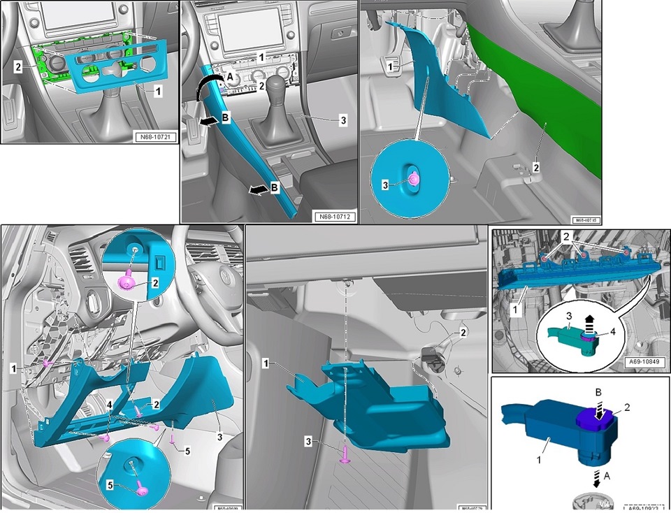 разборка панели — Volkswagen Golf Mk7