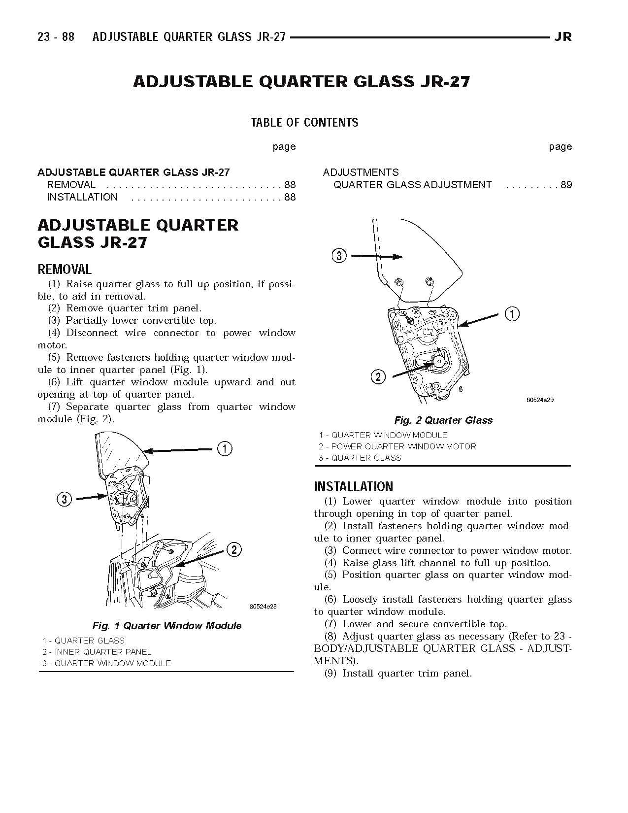 Регулировка задних стекол — Chrysler Sebring Convertible, 2.7 л., 2004