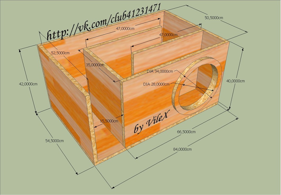 Короб для сабвуфера сони xplod 1300w чертеж