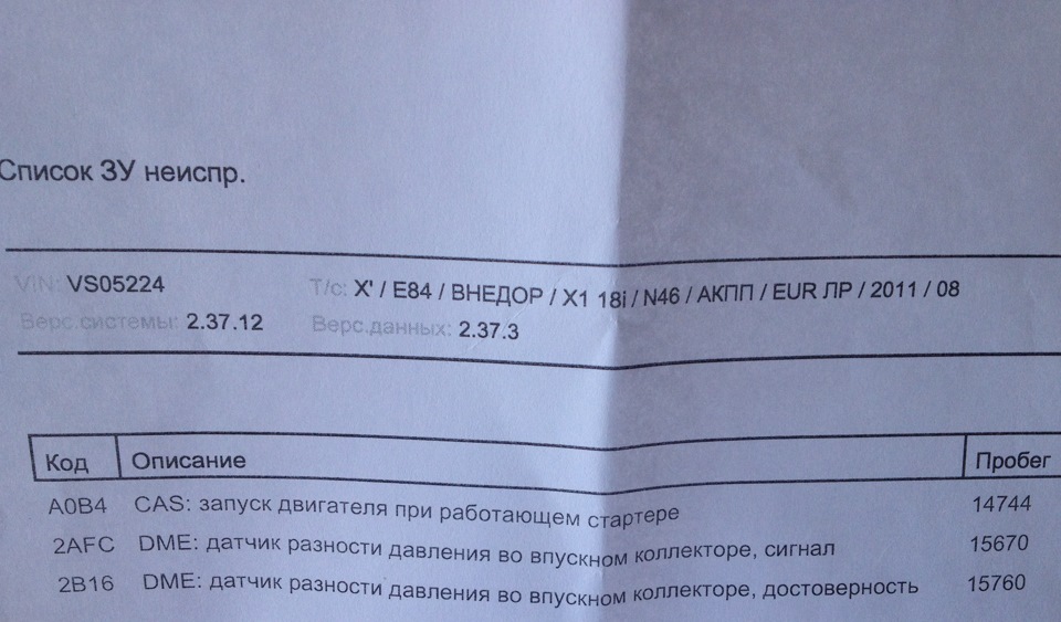 непонятная ошибка — BMW X1 (E84), 2 л, 2011 года | визит на сервис | DRIVE2