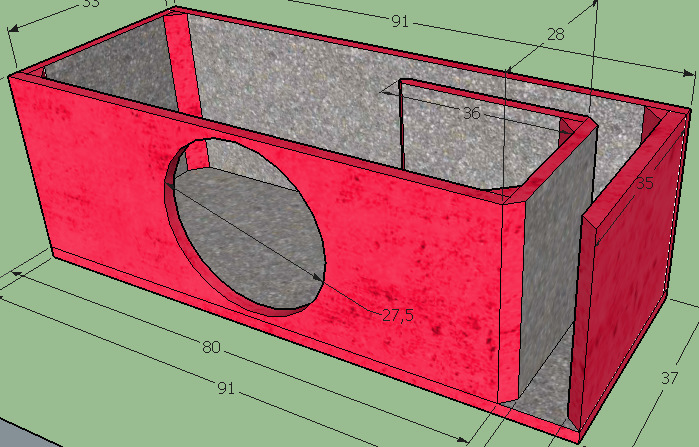 Плоский короб для сабвуфера 12