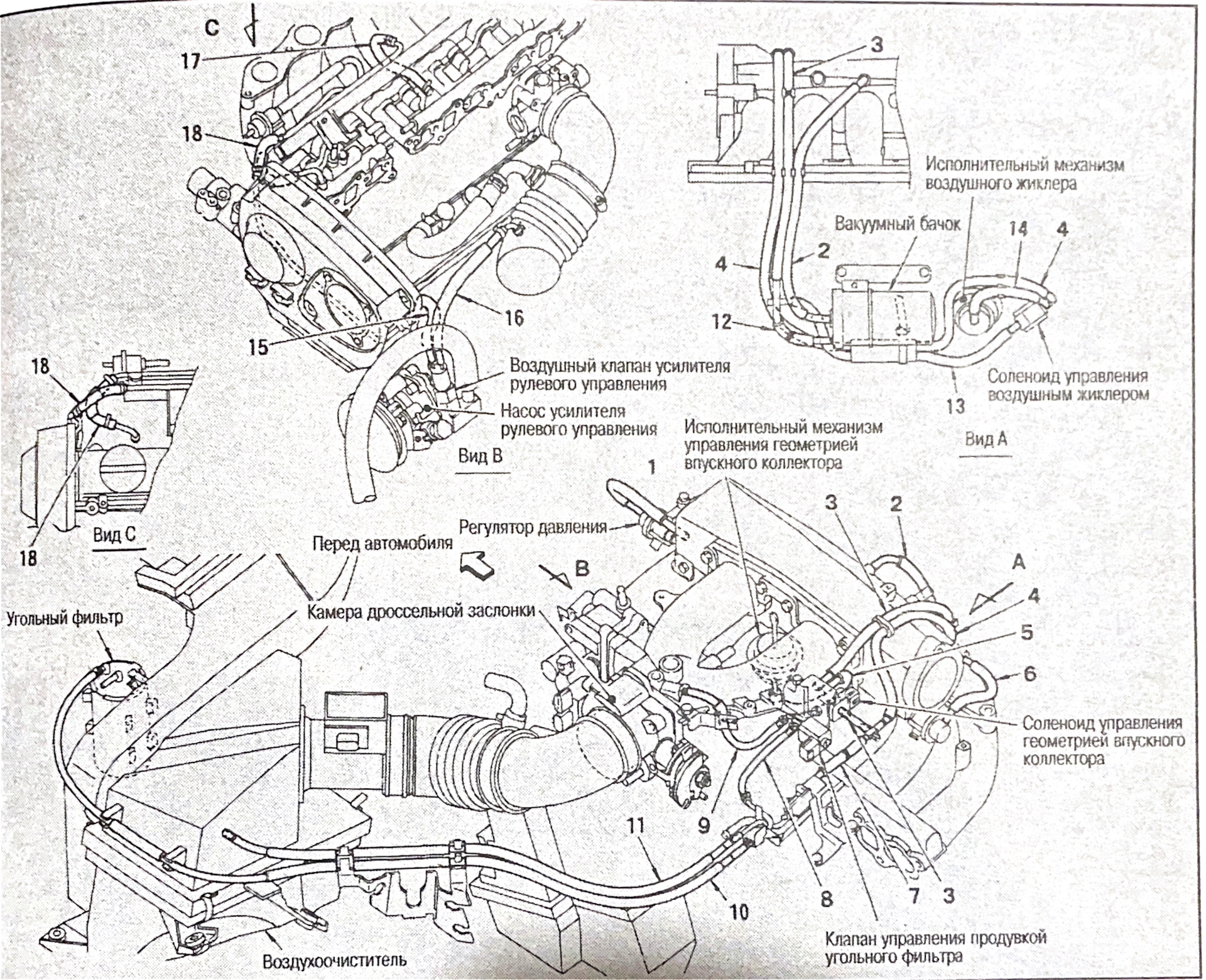 схема подключения вакуумных шлангов ej206