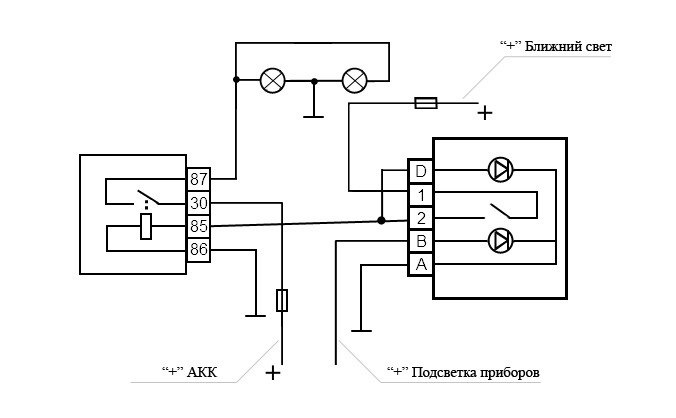 Схема подключения противотуманных фар гранта фл