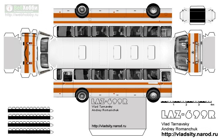 Чертеж автобуса из бумаги