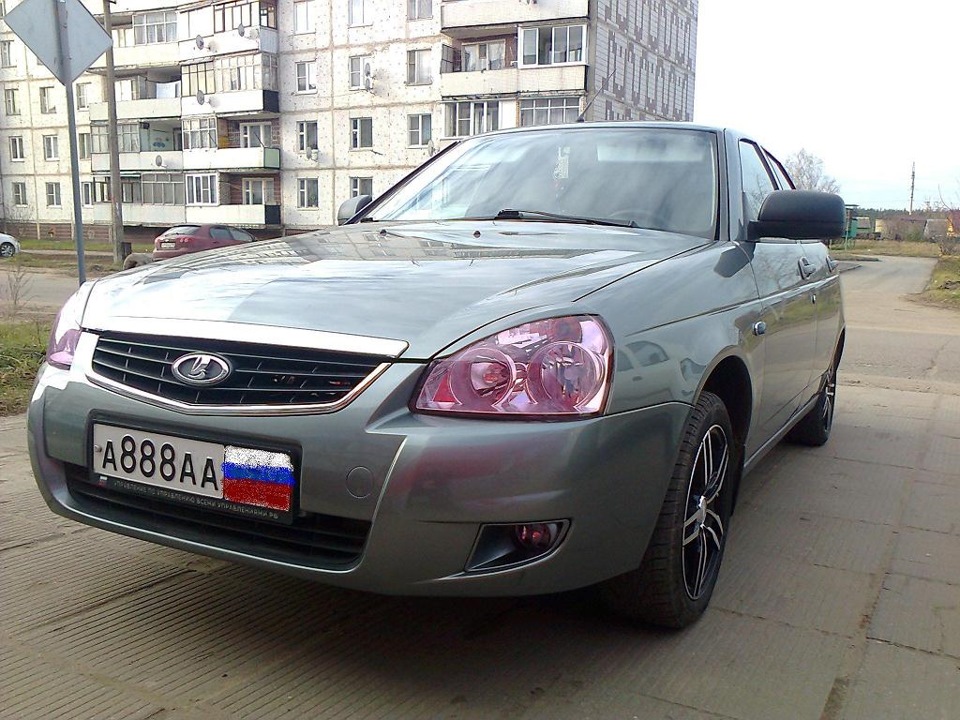 Фиолетовая плёнка на фары и птф — LADA Приора седан, 1,6 л., 2012 года ...