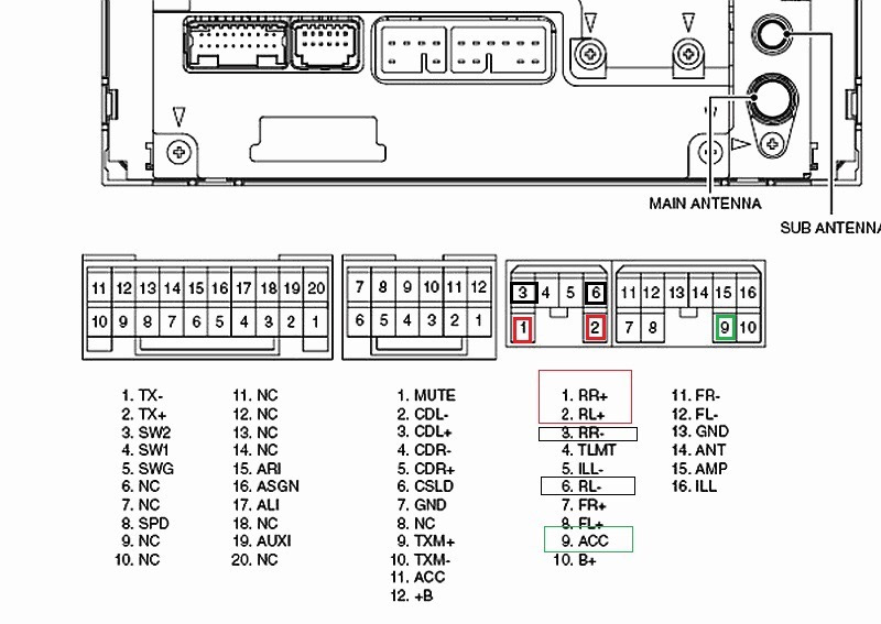 Распиновка разьемов магнитолы Toyota 16012 (86120-43020) …