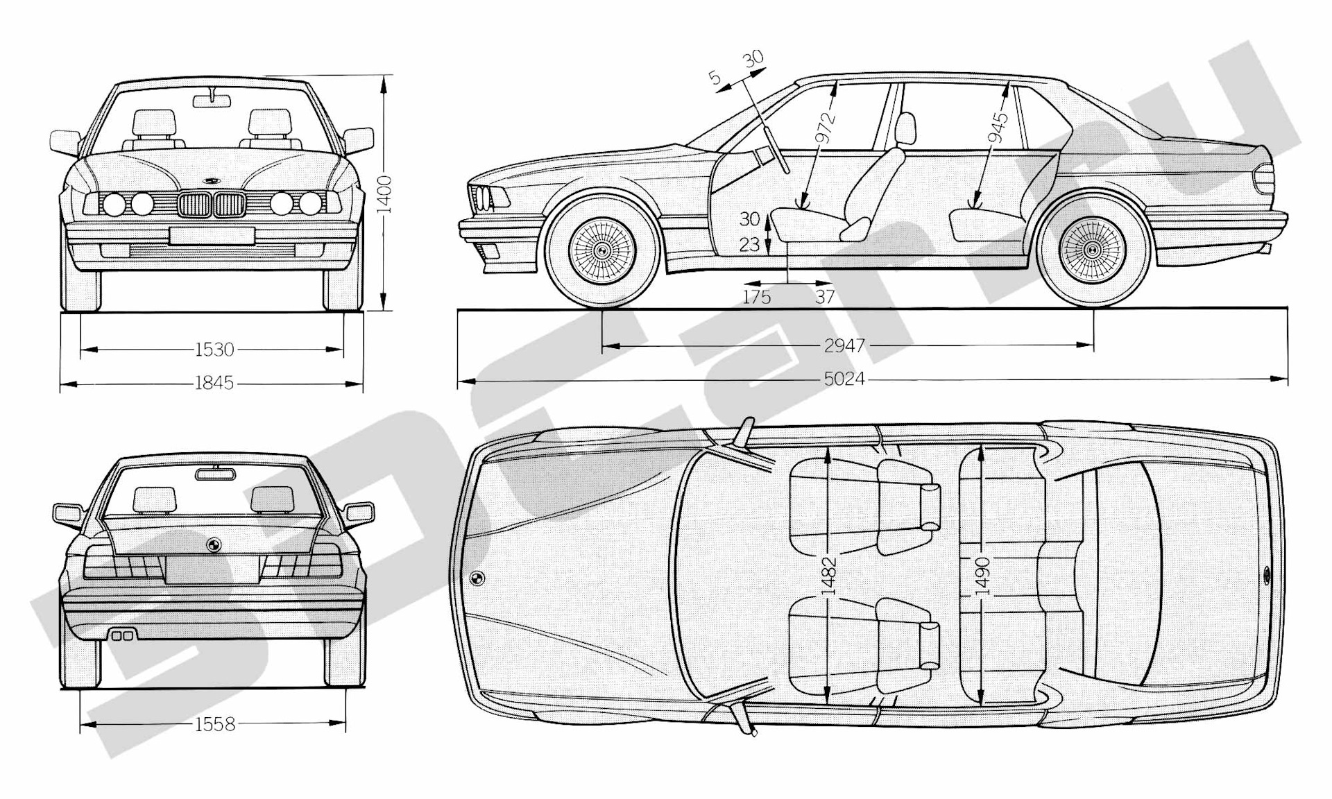 Чертеж bmw e38