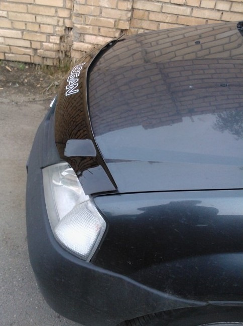 Дефлектор капота — Renault Logan (1G), 1,6 л, 2008 года | тюнинг | DRIVE2