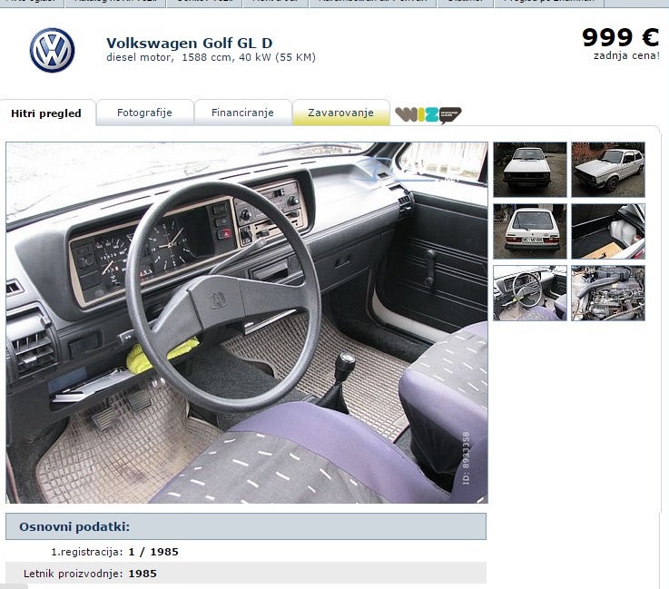 В европе хороших гольфов много. — Volkswagen Golf Mk1, 1,6 л, 1982 года ...