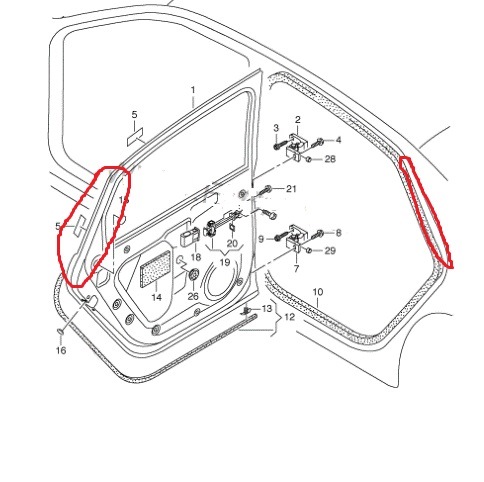 Уплотнитель (виновник) и место стирания ЛКП. — Skoda Fabia Mk2