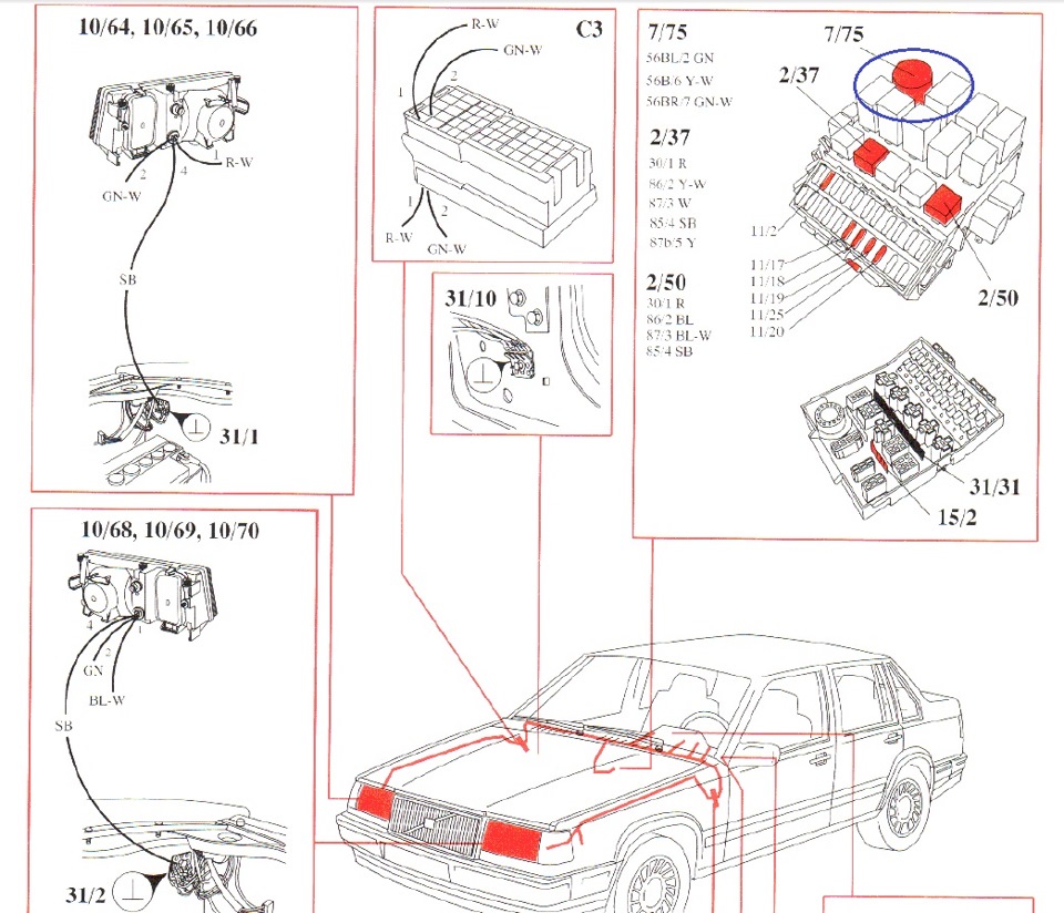 Схема реле volvo 850