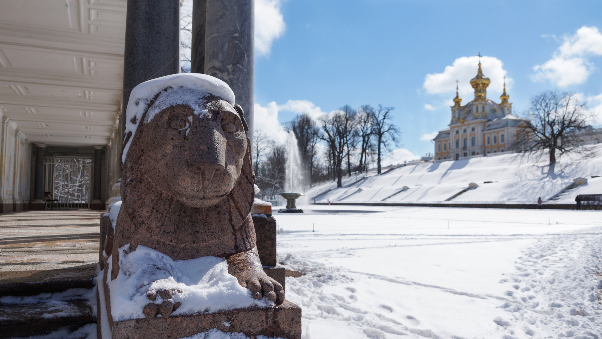 парк в петергофе зимой