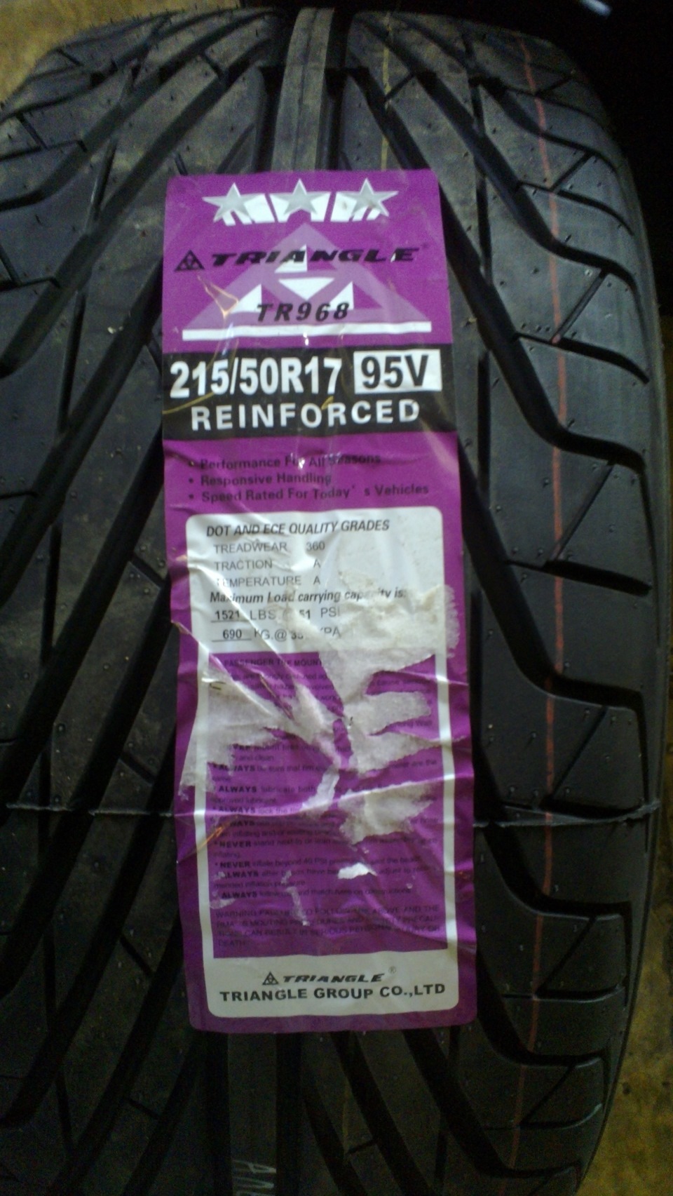 Летние Шины Triangle Group TR968 — Nissan Avenir (2G), 2 л, 2001 года ...