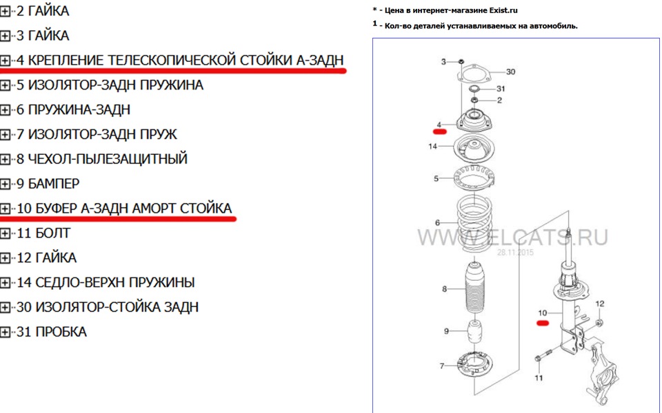 Схема сборки переднего амортизатора лачетти