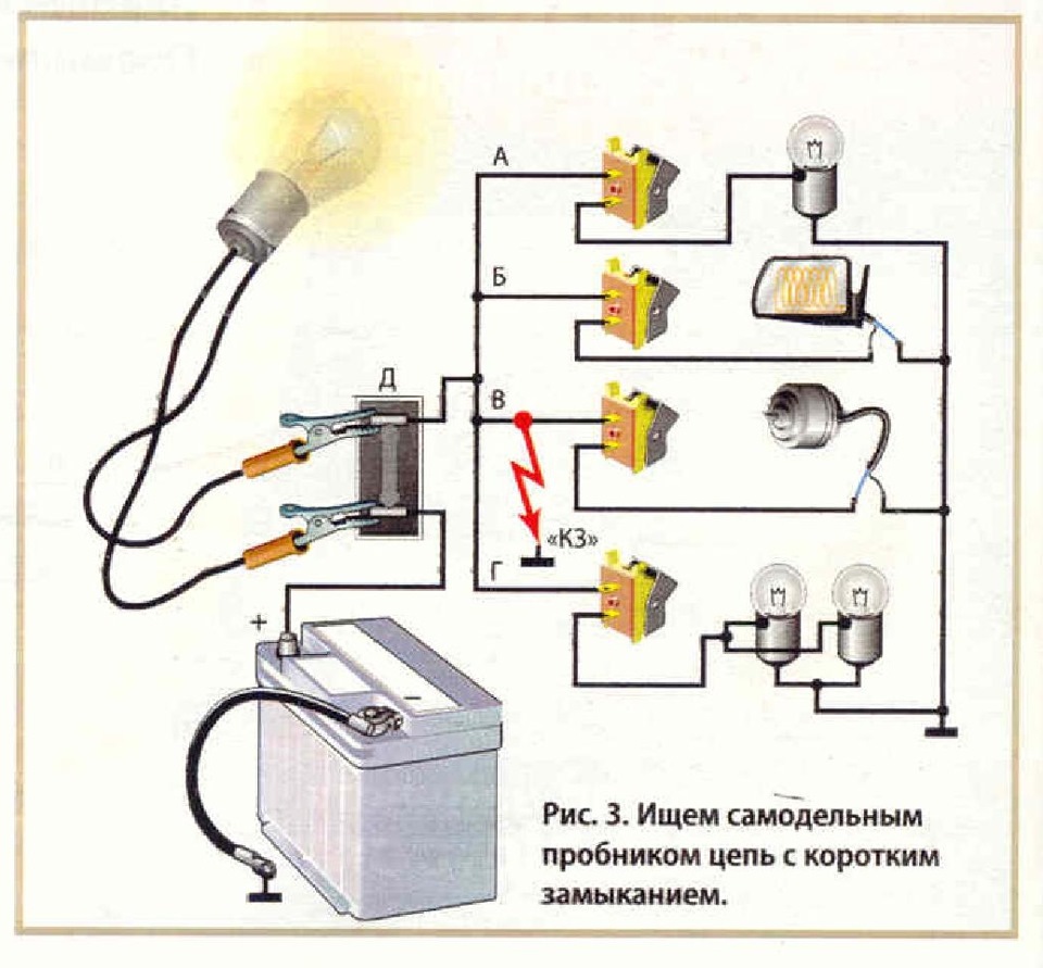 Электрооборудование например. Контрольная лампа автоэлектрика схема. Простейшая проводка на автомобиль схема. Схема прибора для проверки цепи. Прозвонка для электрика схема.