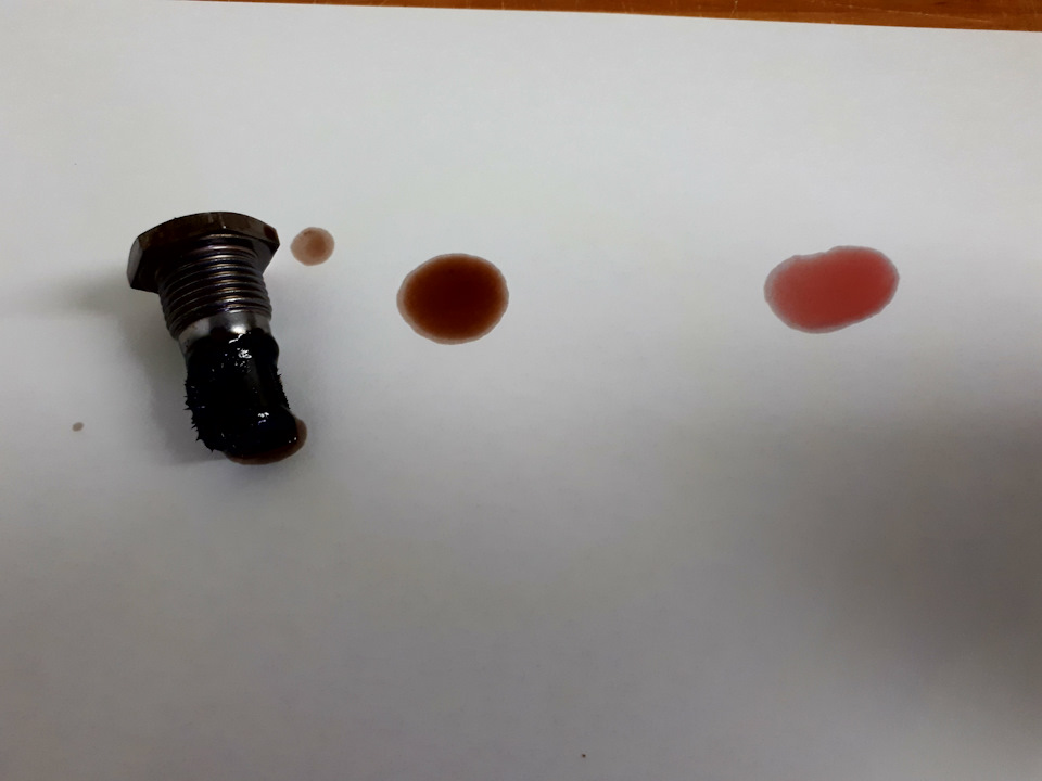 магнит и капли старого и нового масла — KIA Optima (4G)