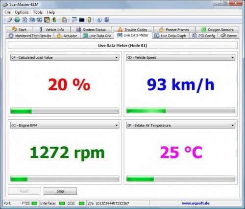 показания различных датчиков в программе Scan Master — Subaru Legacy Outback (BD/BG)