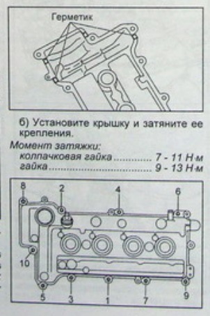 Порядок затяжки клапанной крышки 4zz fe Замена прокладки клапанной крышки - Daihatsu Yrv, 1,3 л, 2000 года плановое ТО D