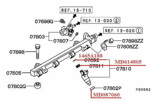 Запчасти на фото: MD614805, 1465A188, MD087060. Фото в бортжурнале Mitsubishi Lancer IX