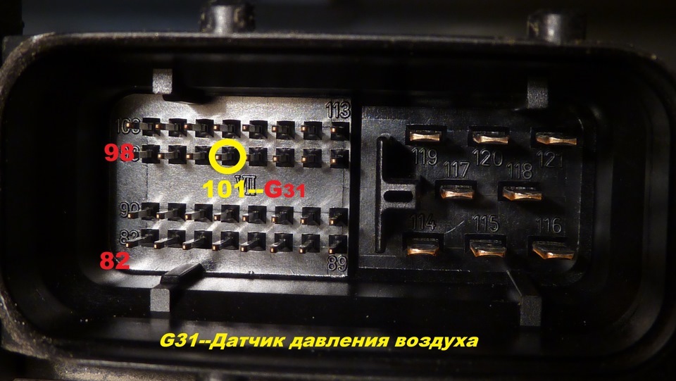 101 контакт малого разъема ECU — Volkswagen Passat B5