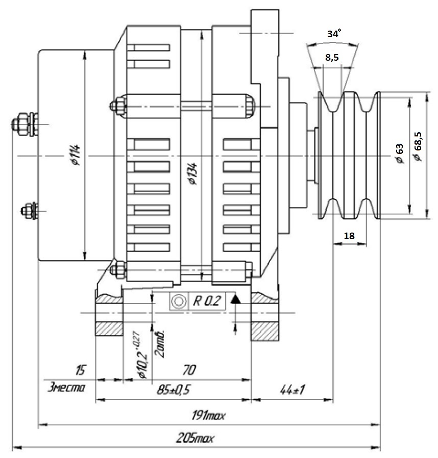 Шкив генератора ваз чертеж
