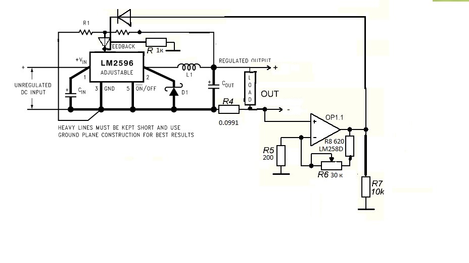 Lm2596 схема с регулировкой напряжения и тока
