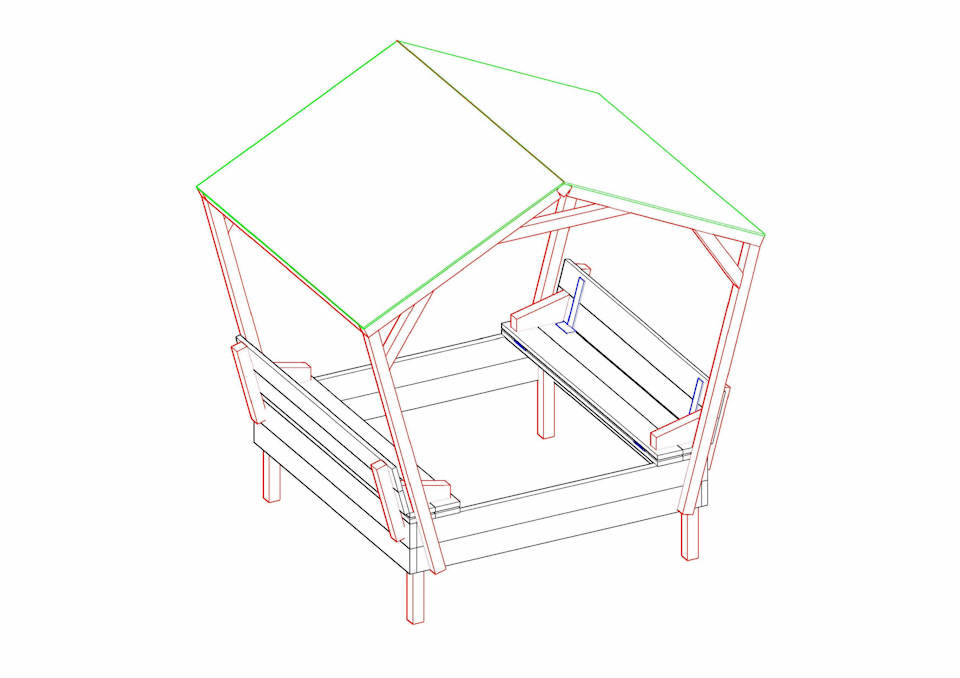 Сделать песочницу своими руками с дерева с крышкой скамейкой чертежи