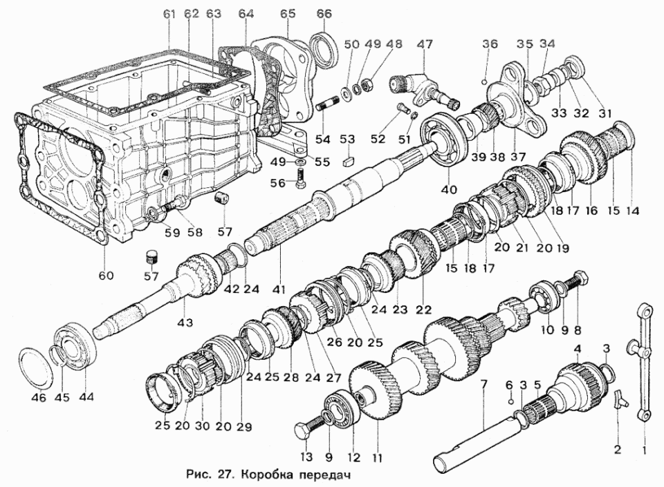 Колеса зубчатые коробки передач ВАЗ-2121 (NIVA) (Чертеж № 70: список деталей, ст