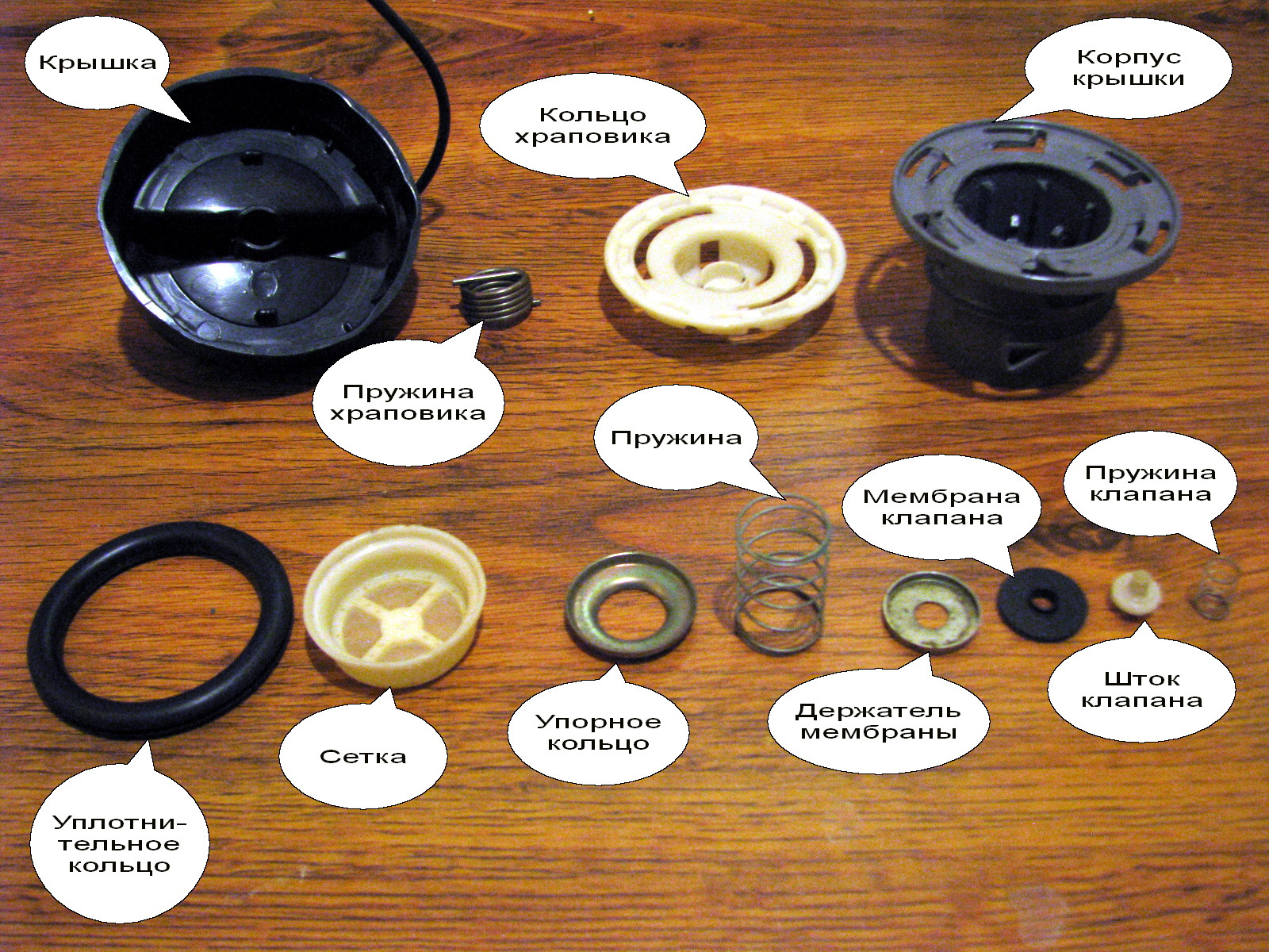 Работает крышка. Устройство крышки бензобака. Крышка бензобака в разборе. Конструкция крышки бензобака. Разобрать крышку бензобака.