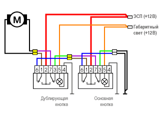 Схема подключения кнопки ваз