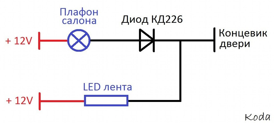 Как правильно подключить диод 8. Подсветка при открытии дверей - Daewoo Sens, 1,3 л, 2004 года аксессуары DRIV