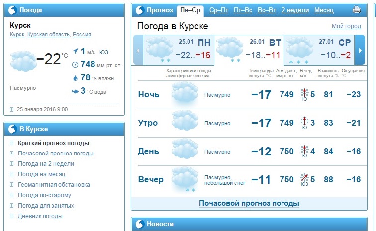 Погода в курске курской области на неделю