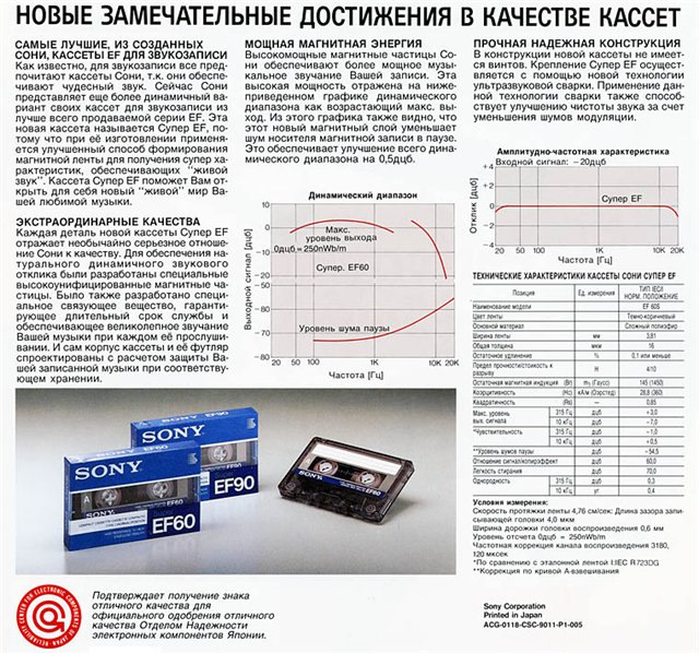 Расшифровка кассет. Sony super EF 90 скан. Cassette Sony ef90 вкладыш. Sony EF Premium 90. Характеристики аудиокассет.