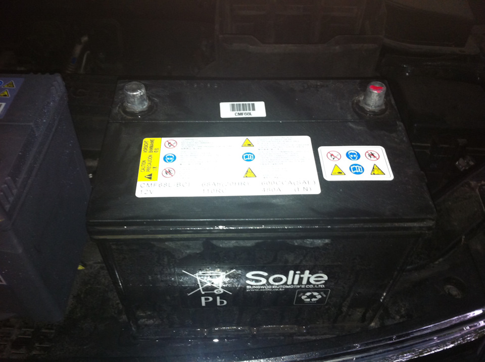 1. Родной корейский аккумулятор solite 64а. — KIA Sorento (2G)