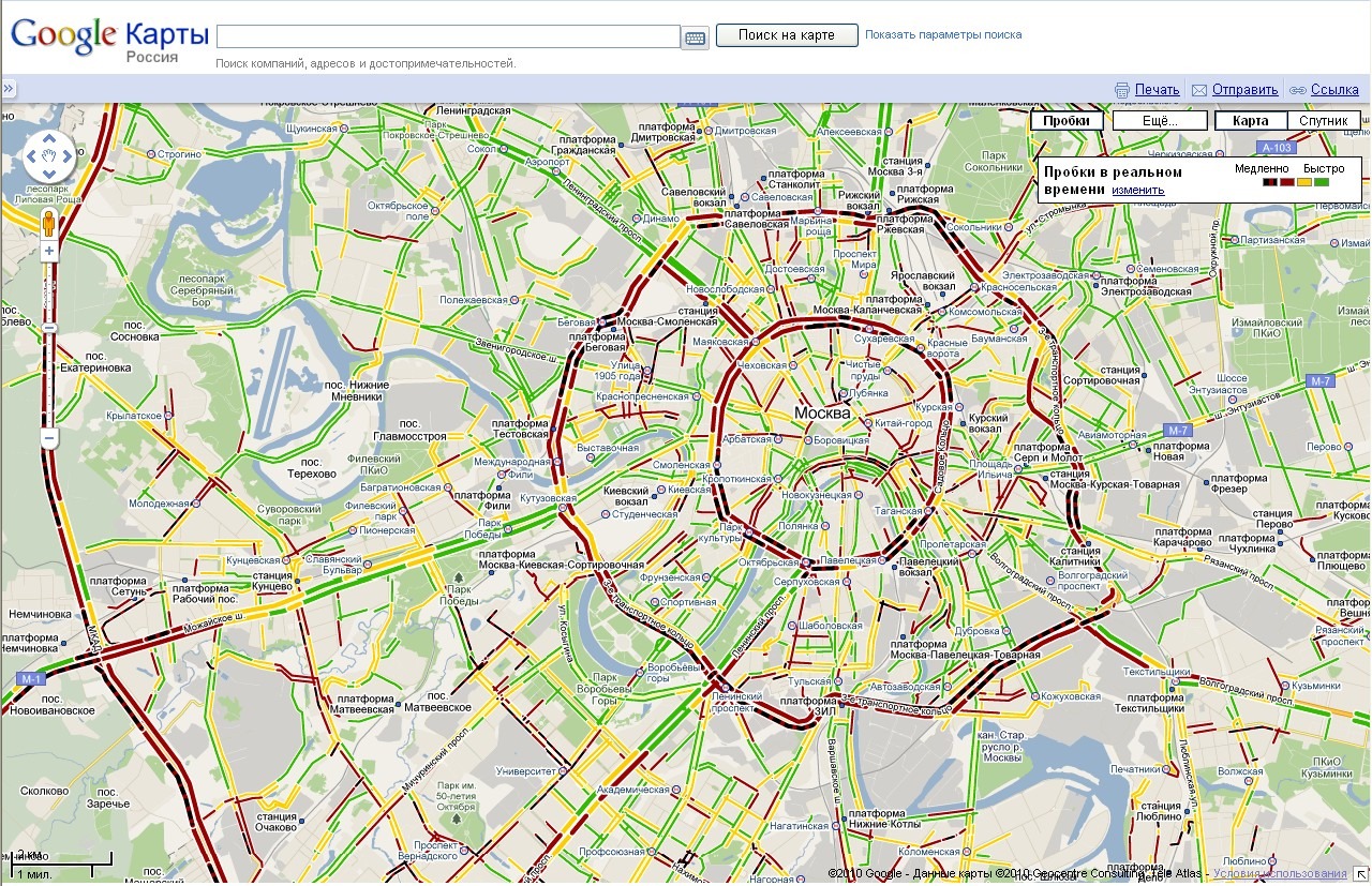 Гугл карта пробки