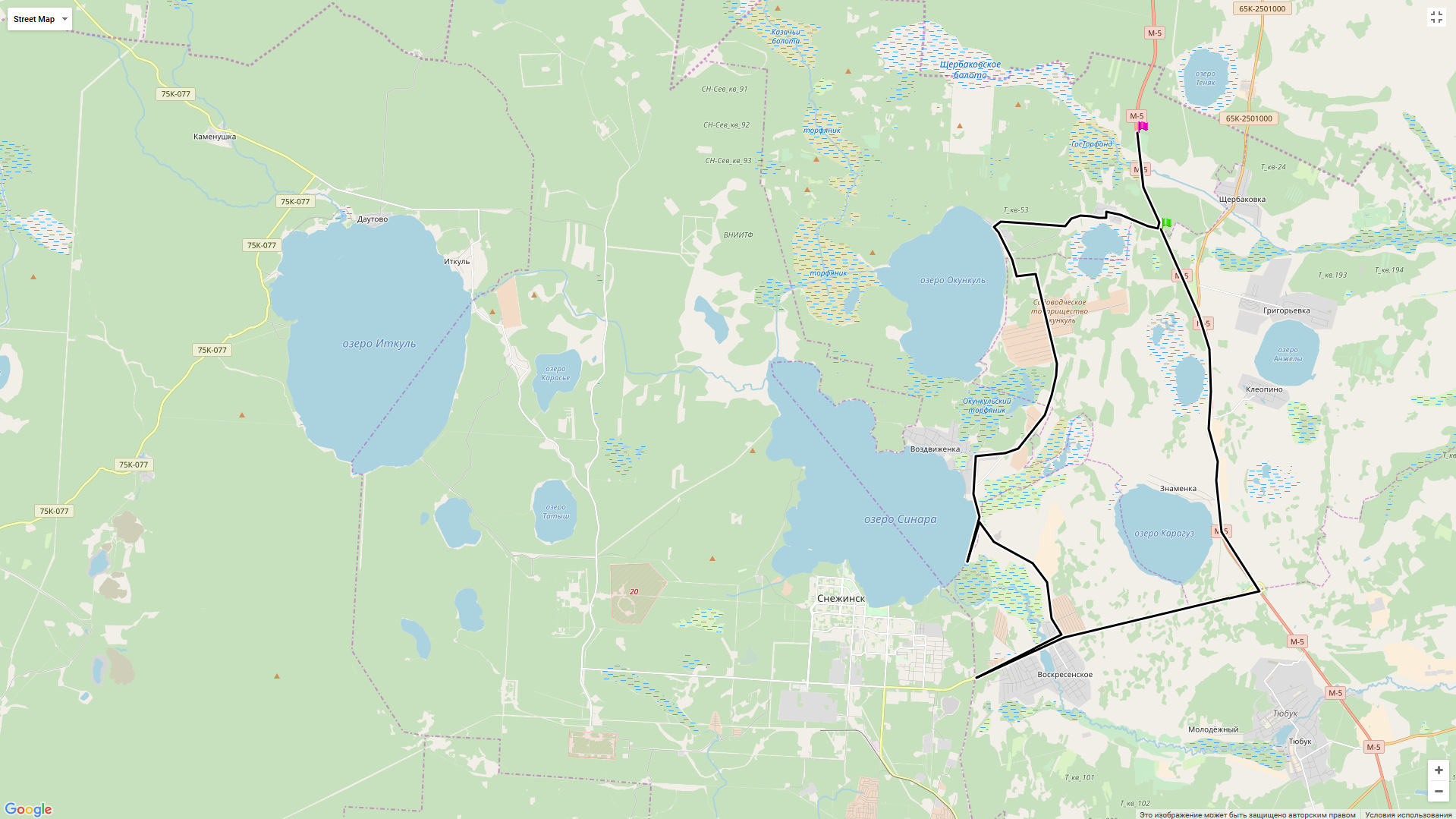 Озеро Окункуль Челябинская область на карте