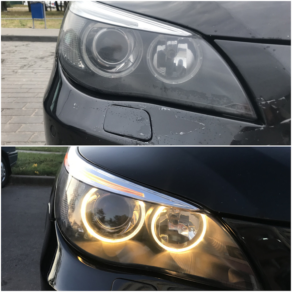 Покраска переднего бампера и полировка фар — BMW 5 series (E60), 3 л, 2004  года | кузовной ремонт | DRIVE2