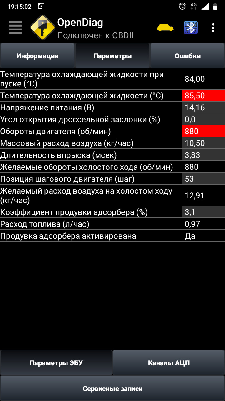 Opendiag не показывает параметры