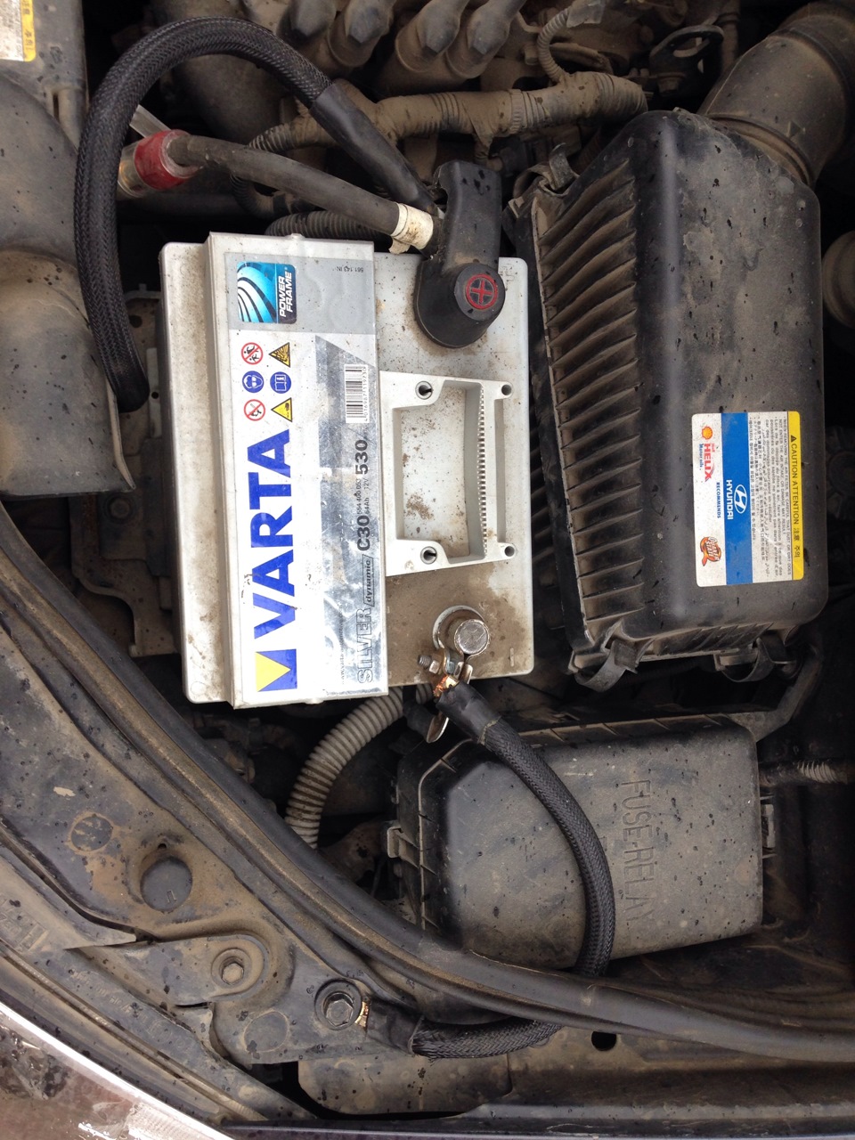 дублирующий кабель + с генератора на аккумулятор — Hyundai Getz, 1,4 л ...