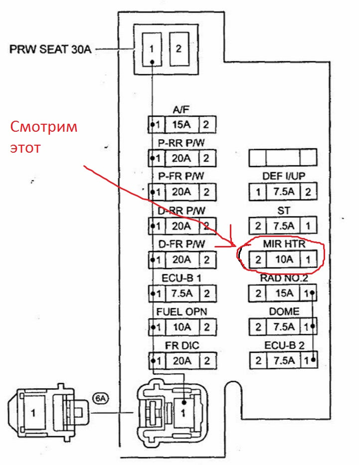 Какой предохранитель на авенсис ближний свет Диагностика и ремонт подогрева сидения. - Toyota Avensis II, 1,8 л, 2004 года эл